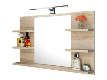 Oak mirror with shelves, bathroom mirror with LED lamp